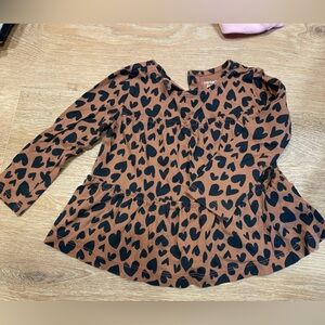 Brown & Black Heart Leopard Print Long Sleeve Top